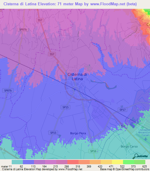 Cisterna di Latina,Italy Elevation Map