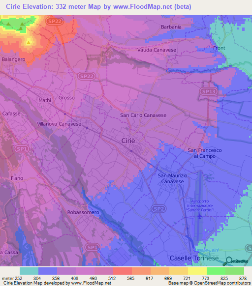 Cirie,Italy Elevation Map