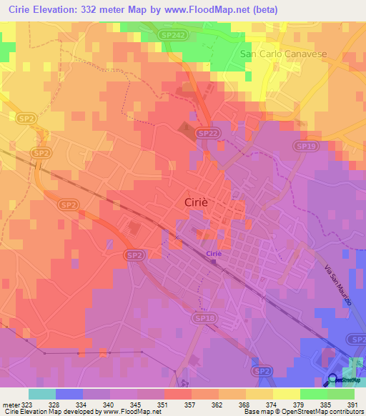 Cirie,Italy Elevation Map