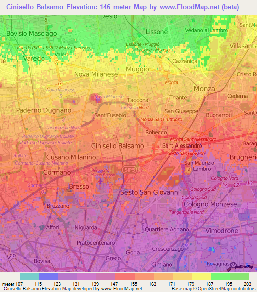 Cinisello Balsamo,Italy Elevation Map