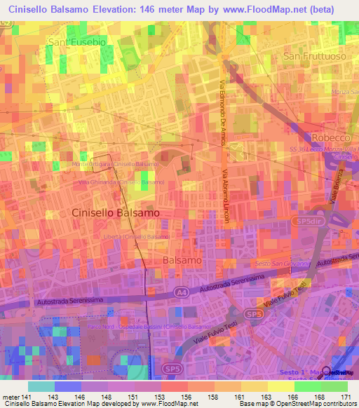 Cinisello Balsamo,Italy Elevation Map