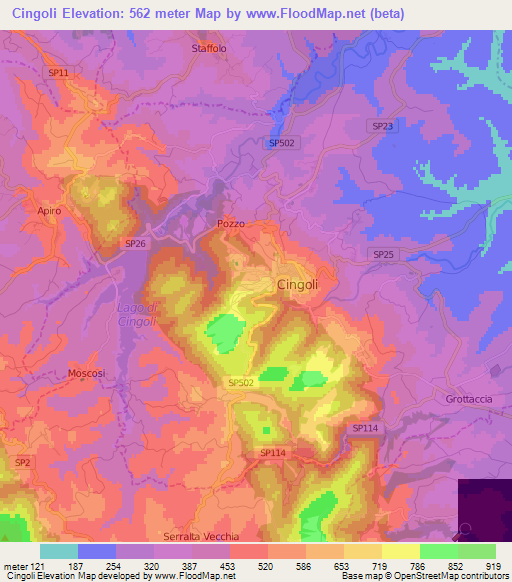 Cingoli,Italy Elevation Map