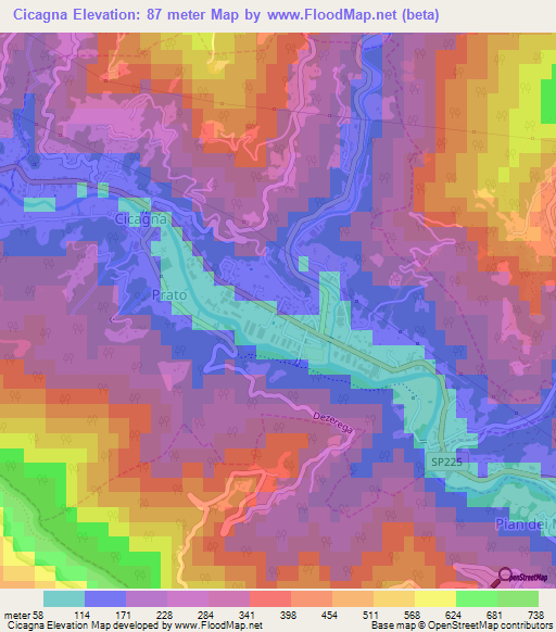 Cicagna,Italy Elevation Map