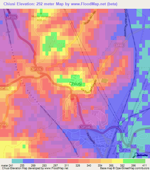 Chiusi,Italy Elevation Map