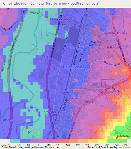 Chieti,Italy Elevation Map