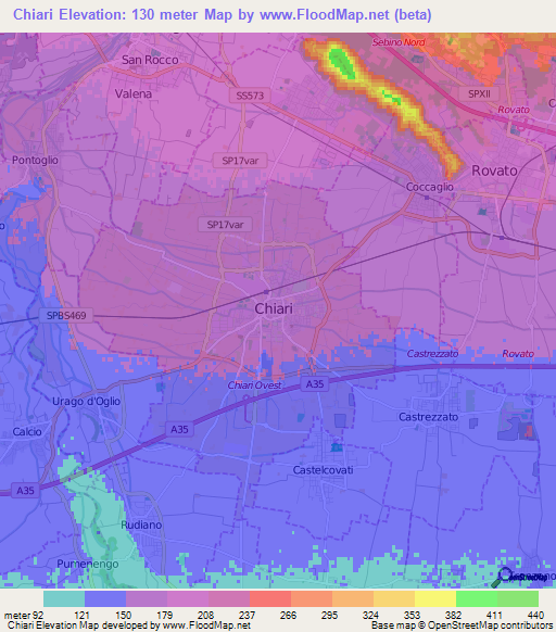 Chiari,Italy Elevation Map