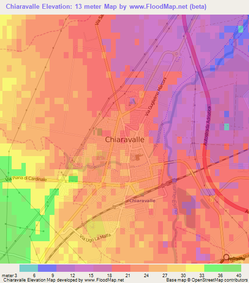 Chiaravalle,Italy Elevation Map