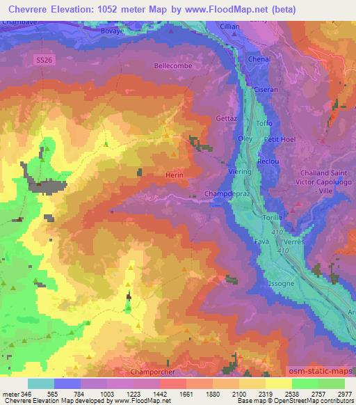 Chevrere,Italy Elevation Map