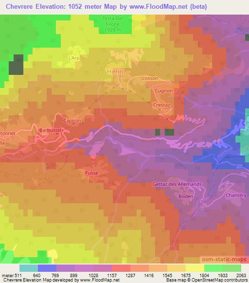 Chevrere,Italy Elevation Map