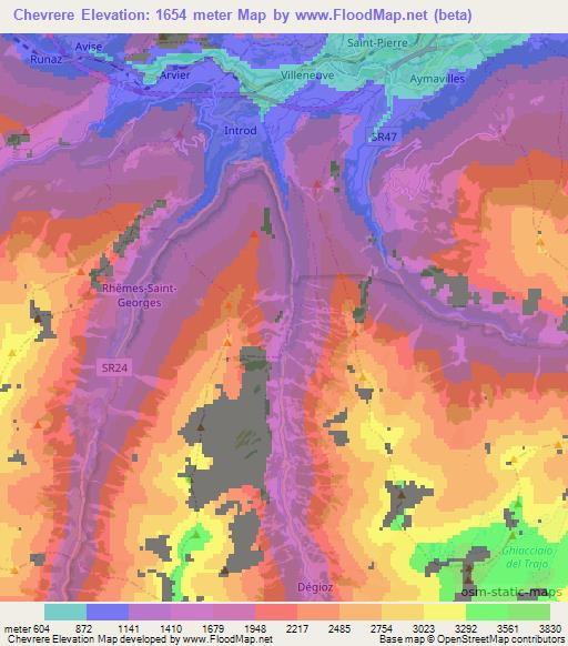 Chevrere,Italy Elevation Map