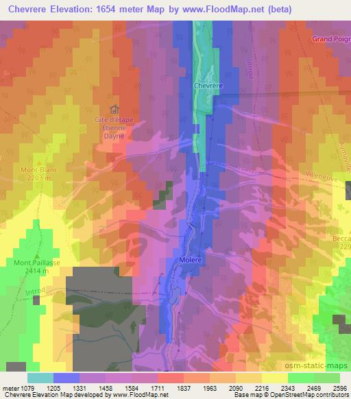 Chevrere,Italy Elevation Map