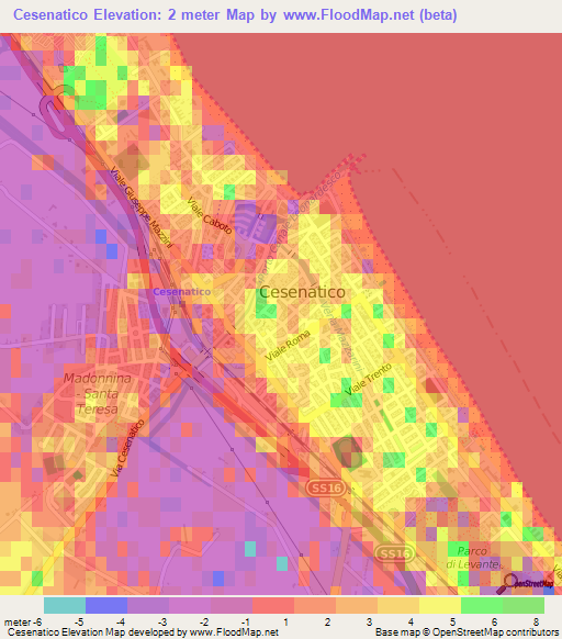 Cesenatico,Italy Elevation Map