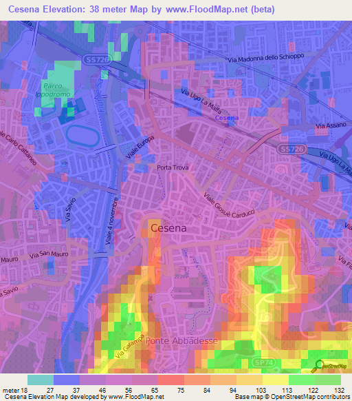 Cesena,Italy Elevation Map