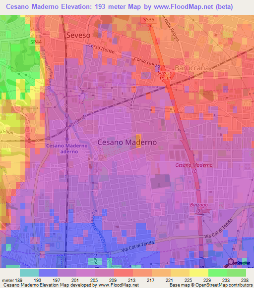 Cesano Maderno,Italy Elevation Map