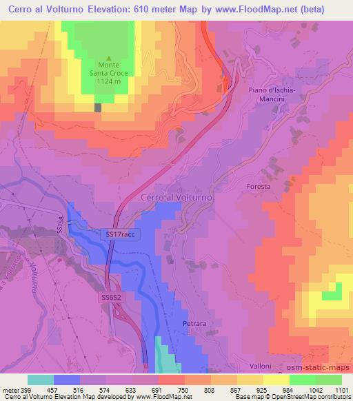 Cerro al Volturno,Italy Elevation Map