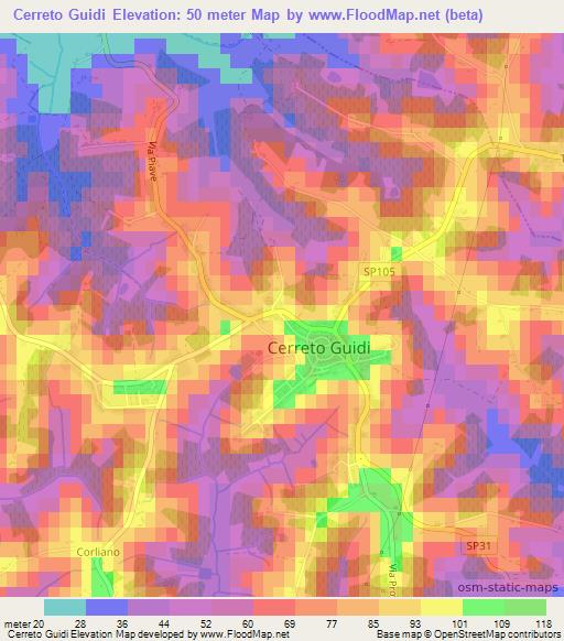 Cerreto Guidi,Italy Elevation Map