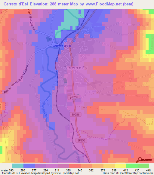 Cerreto d'Esi,Italy Elevation Map