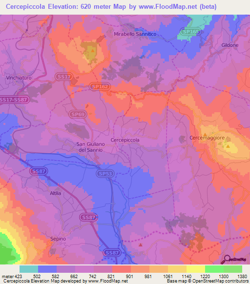 Cercepiccola,Italy Elevation Map