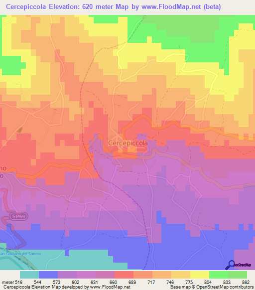 Cercepiccola,Italy Elevation Map