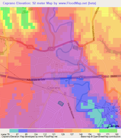 Ceprano,Italy Elevation Map