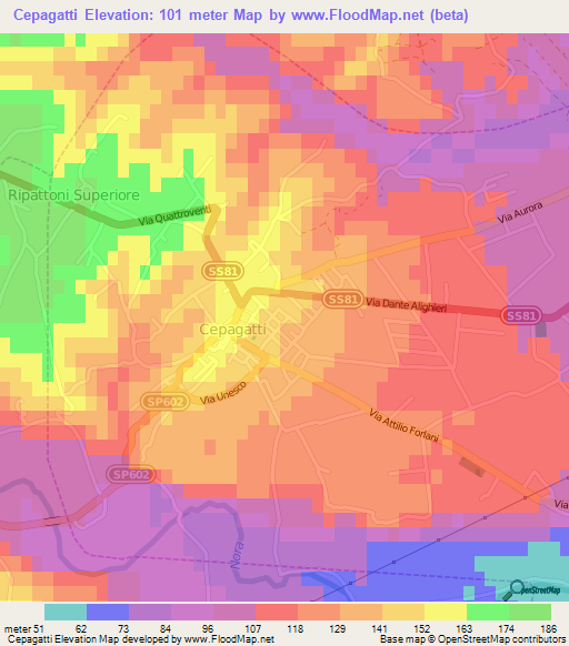 Cepagatti,Italy Elevation Map