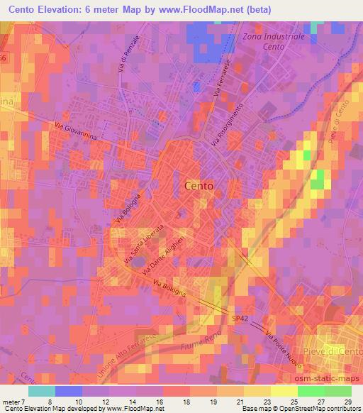 Cento,Italy Elevation Map