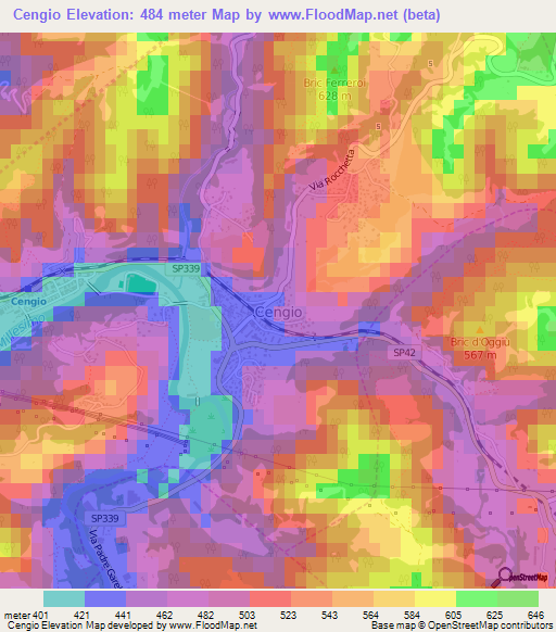 Cengio,Italy Elevation Map