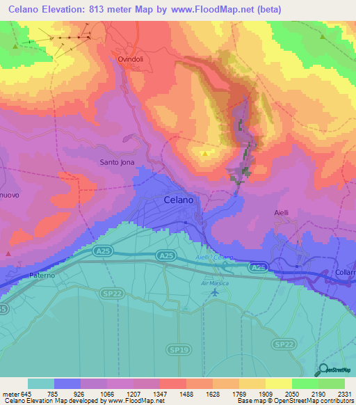 Celano,Italy Elevation Map