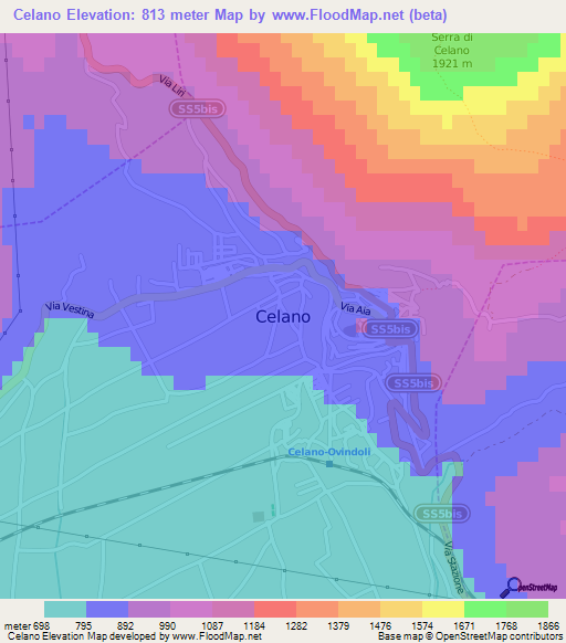 Celano,Italy Elevation Map