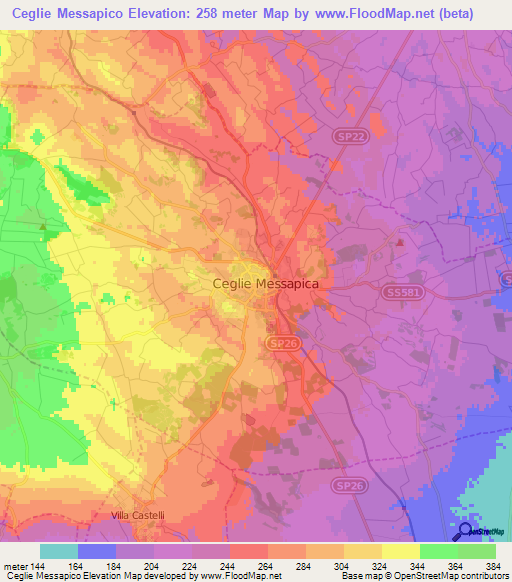 Ceglie Messapico,Italy Elevation Map