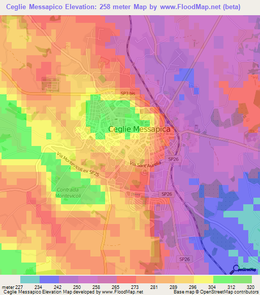 Ceglie Messapico,Italy Elevation Map