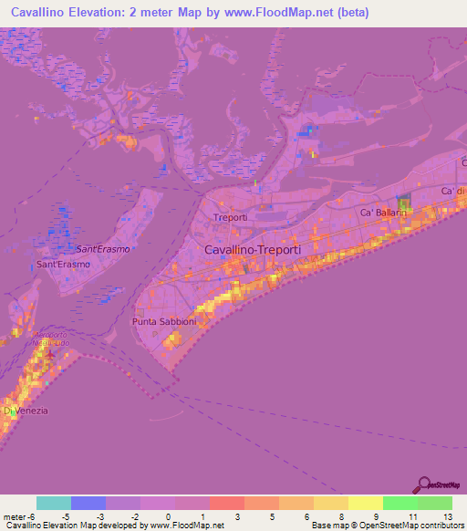 Cavallino,Italy Elevation Map