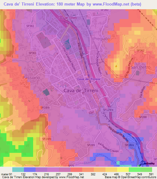 Cava de' Tirreni,Italy Elevation Map