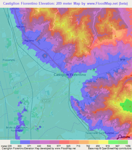 Castiglion Fiorentino,Italy Elevation Map