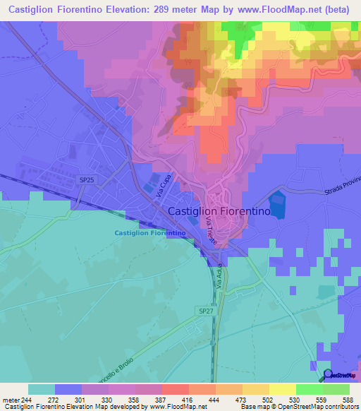 Castiglion Fiorentino,Italy Elevation Map