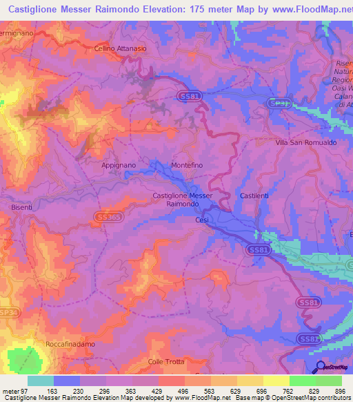 Castiglione Messer Raimondo,Italy Elevation Map