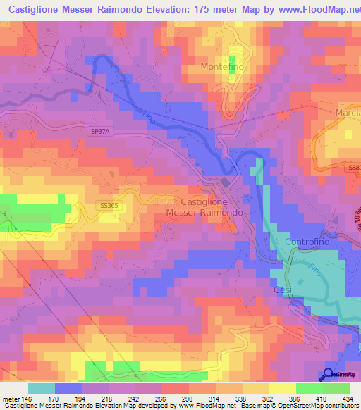 Castiglione Messer Raimondo,Italy Elevation Map