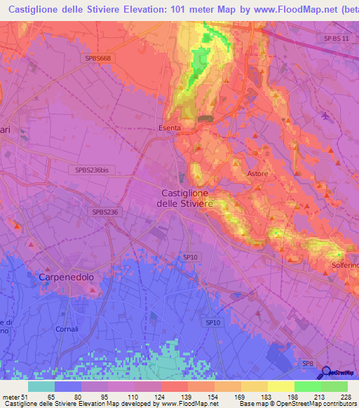 Castiglione delle Stiviere,Italy Elevation Map