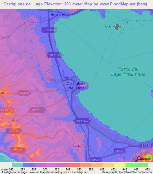 Castiglione del Lago,Italy Elevation Map