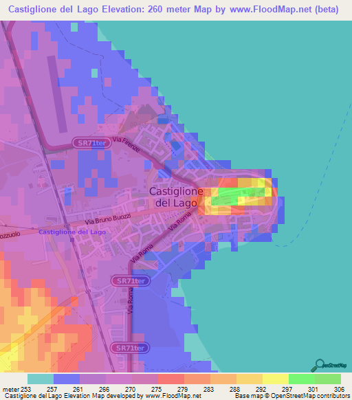 Castiglione del Lago,Italy Elevation Map