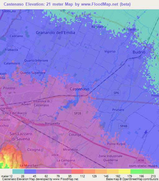 Castenaso,Italy Elevation Map