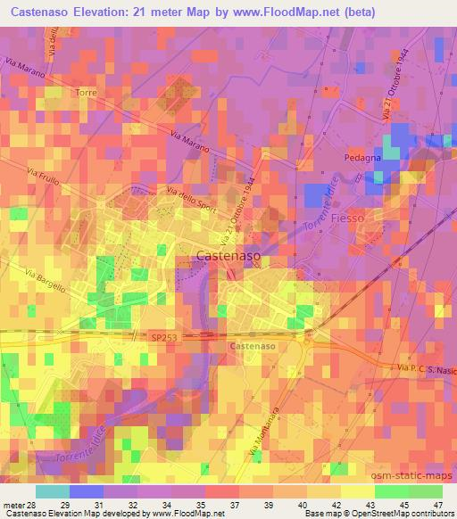 Castenaso,Italy Elevation Map