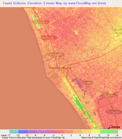 Castel Volturno,Italy Elevation Map