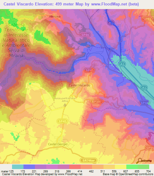 Castel Viscardo,Italy Elevation Map