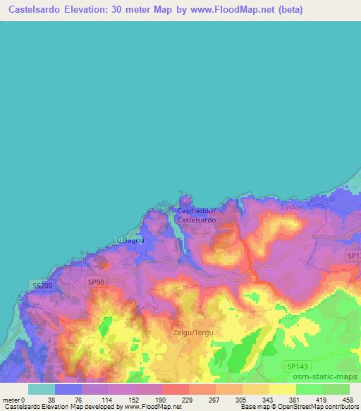 Castelsardo,Italy Elevation Map