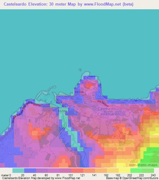 Castelsardo,Italy Elevation Map