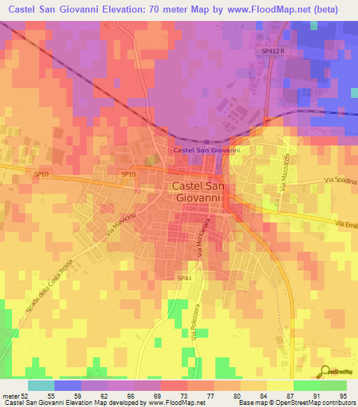 Castel San Giovanni,Italy Elevation Map