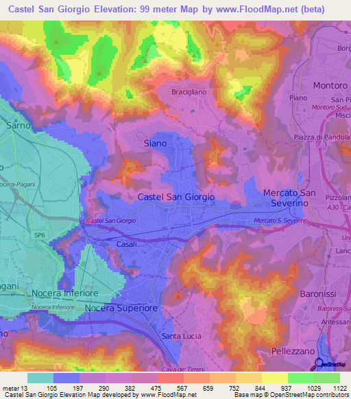 Castel San Giorgio,Italy Elevation Map