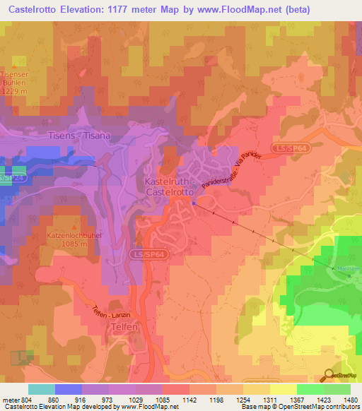 Castelrotto,Italy Elevation Map