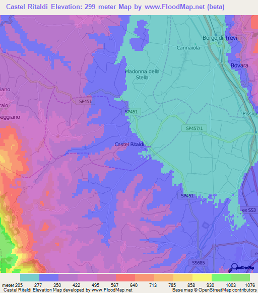 Castel Ritaldi,Italy Elevation Map